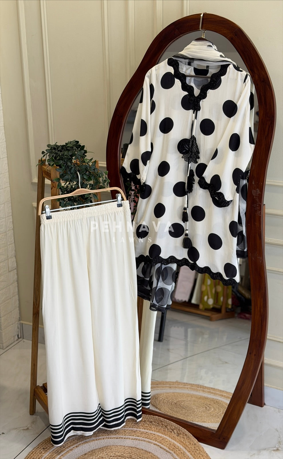 Rayon Polka Dot Printed Suit