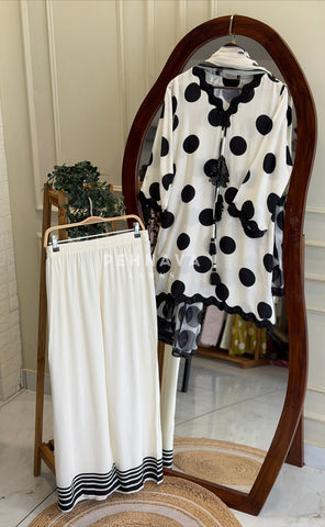 Rayon Polka Dot Printed Suit