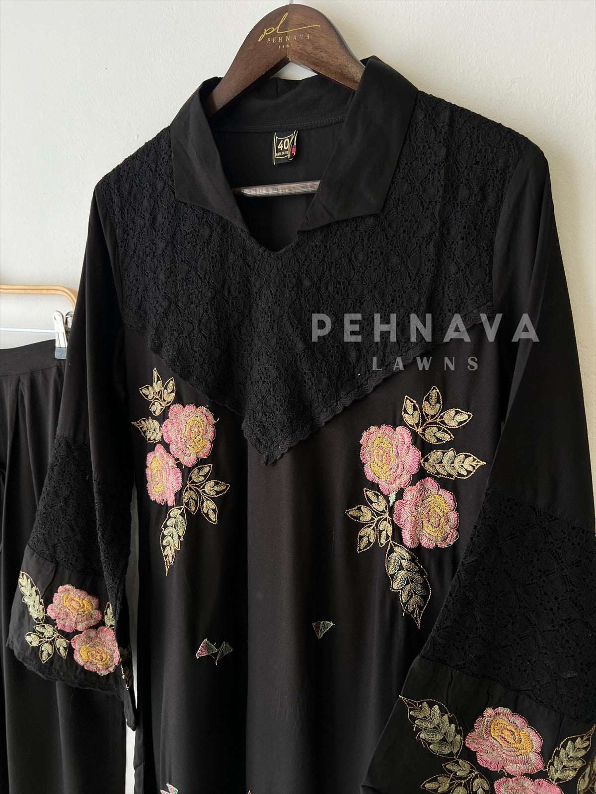 Floral Embroidered Cotton Suit