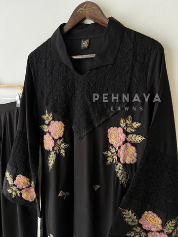 Floral Embroidered Cotton Suit
