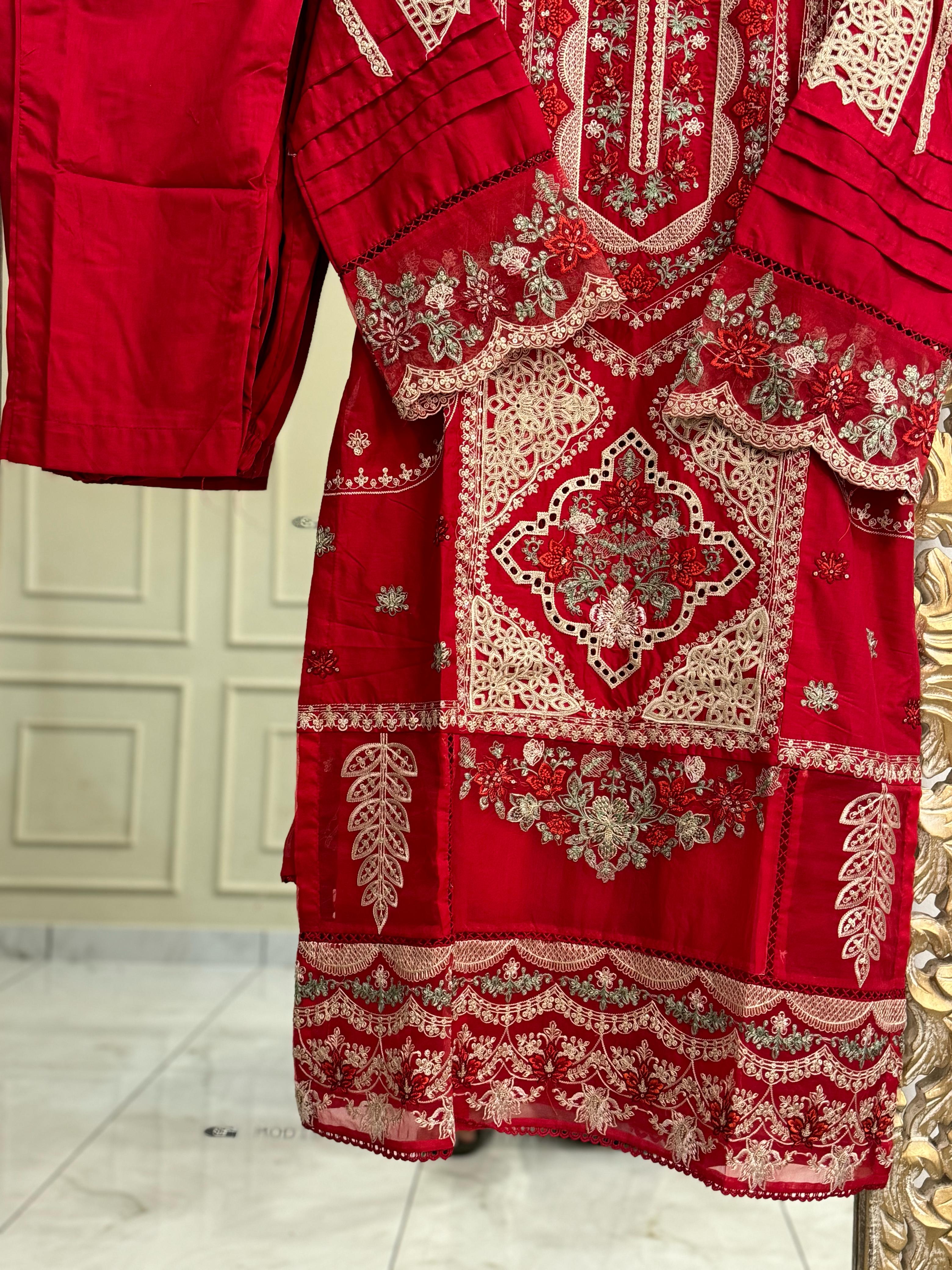 Pure Lawn Embroidery Suit-D12