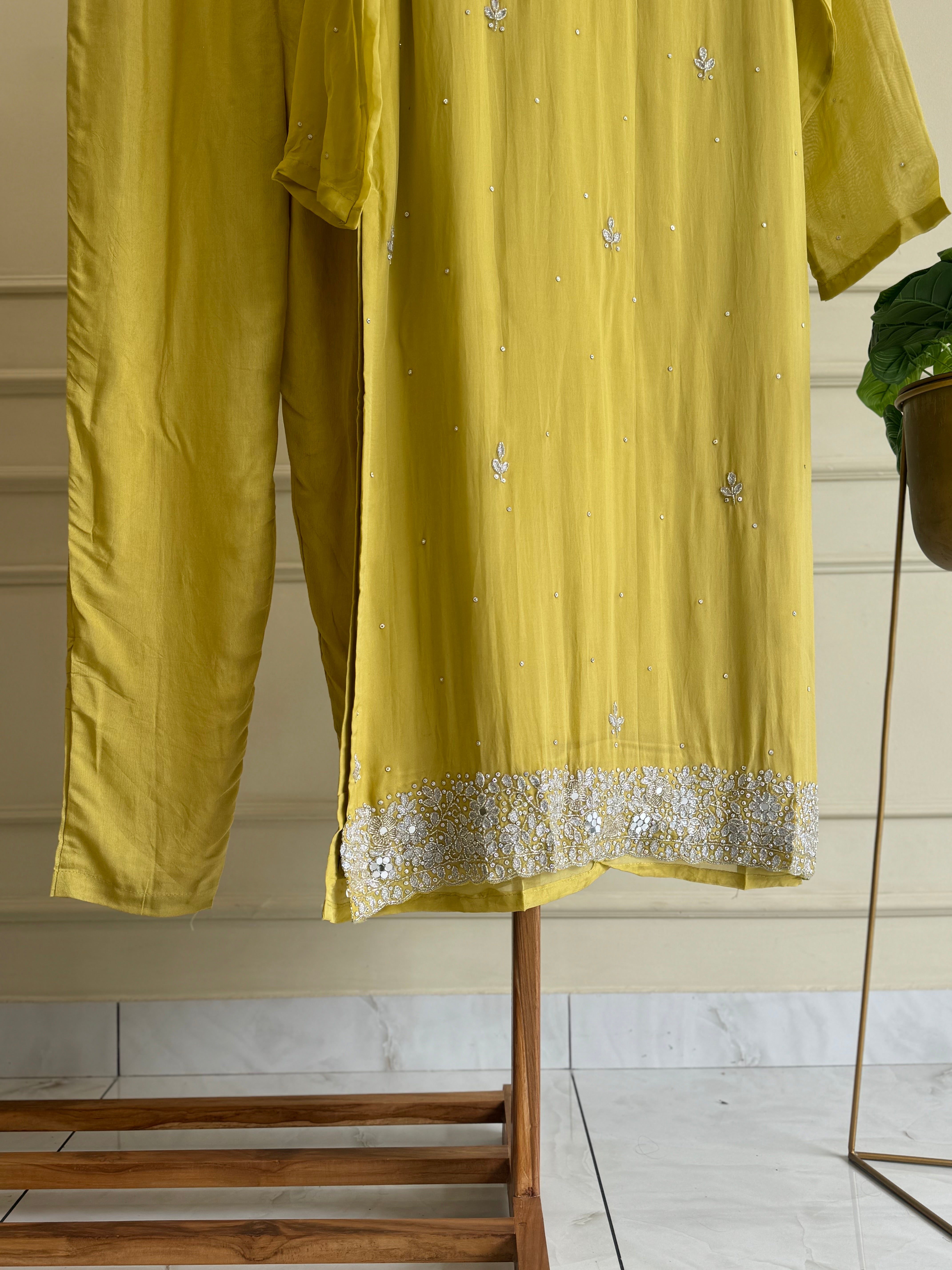 Viscous organza handworked suit-with color options (light)