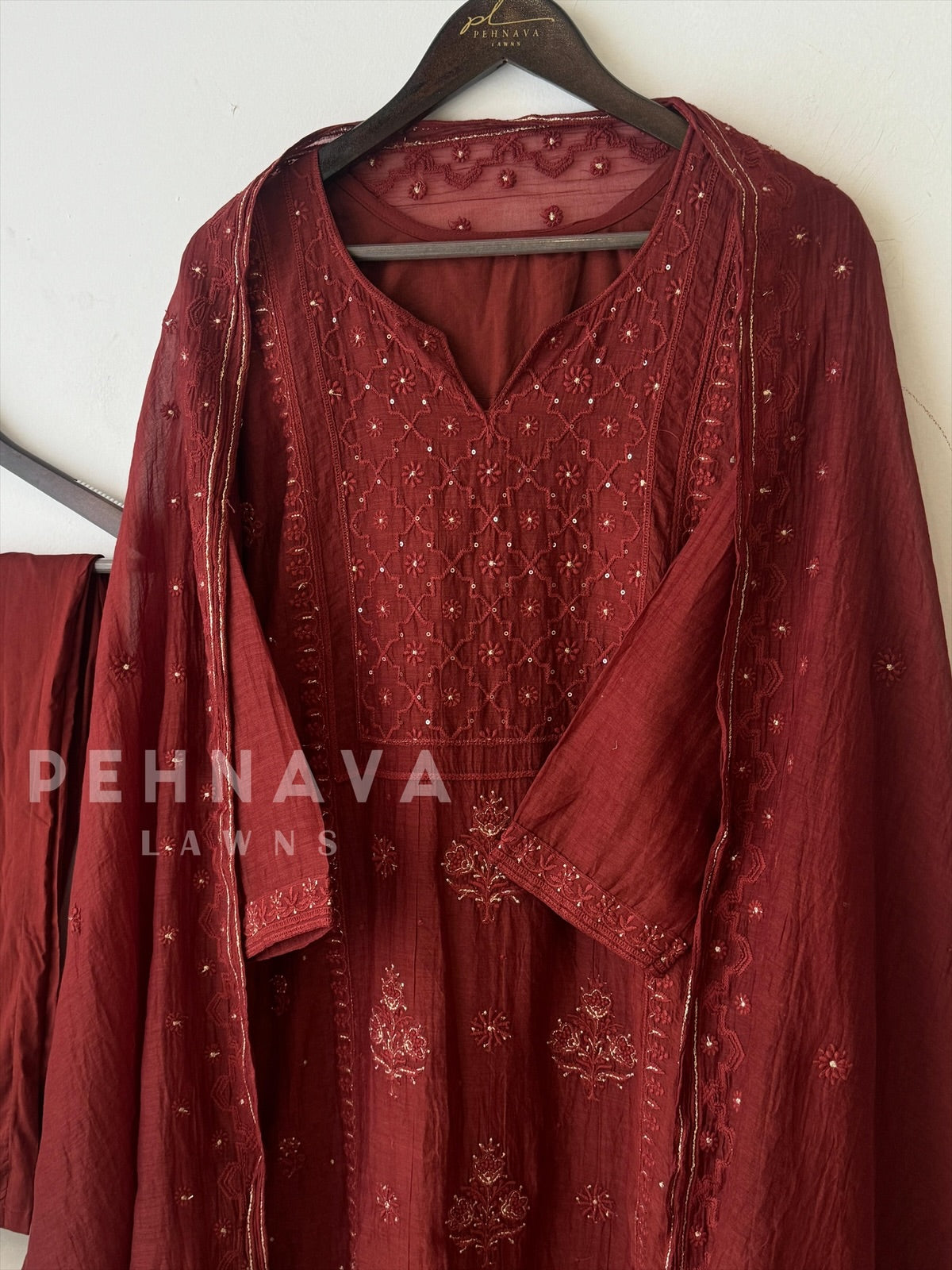 Premium Chanderi Handworked Ensemble-No.8 - Pehnava Lawns