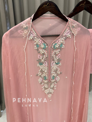 Premium Chiffon Handwork Semi-Stitched Suit