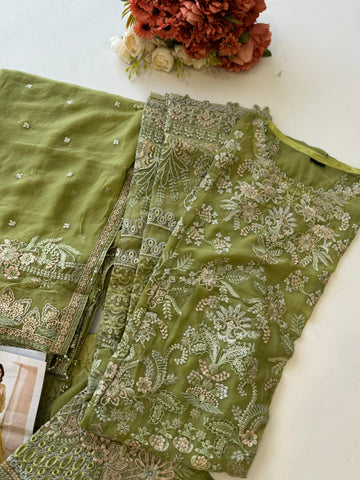 Luxurious Premium Chiffon Embroidered Suit