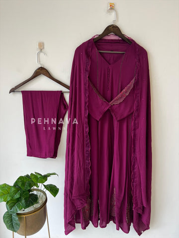 Crinkled Rayon Anarkali-6098