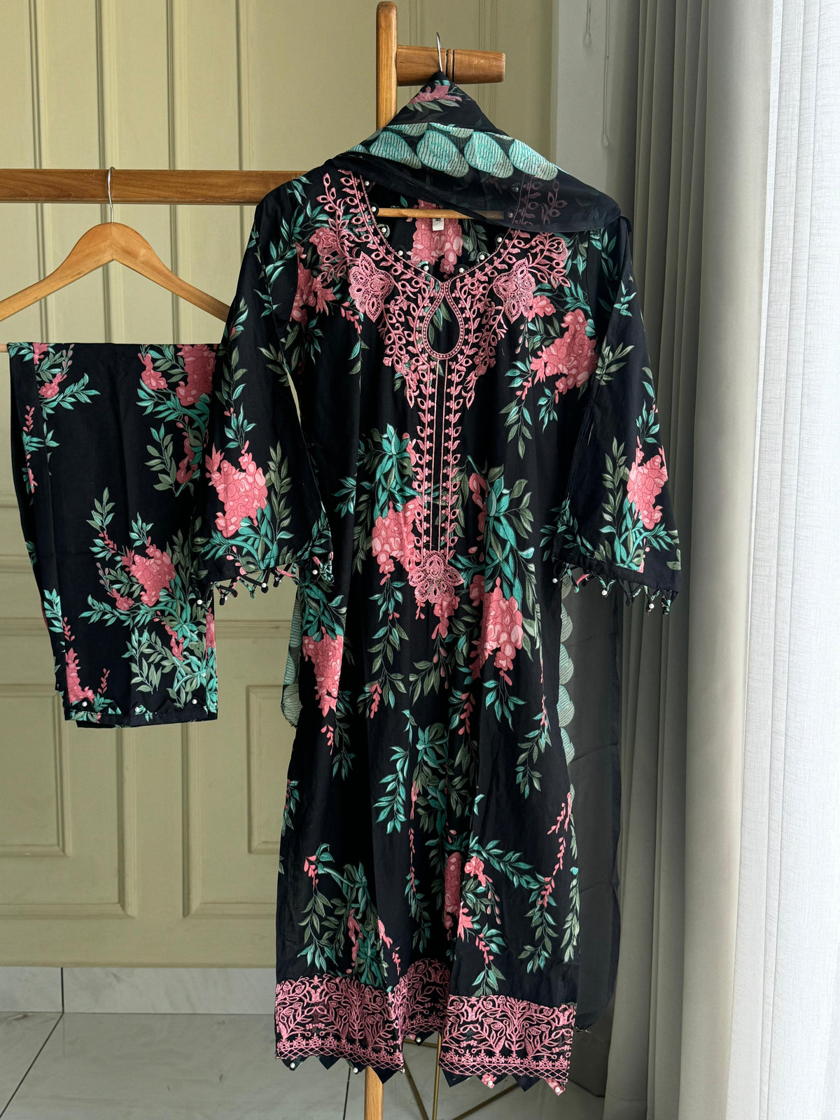 Cotton Casuals with Self Embroidered Dupatta-3905