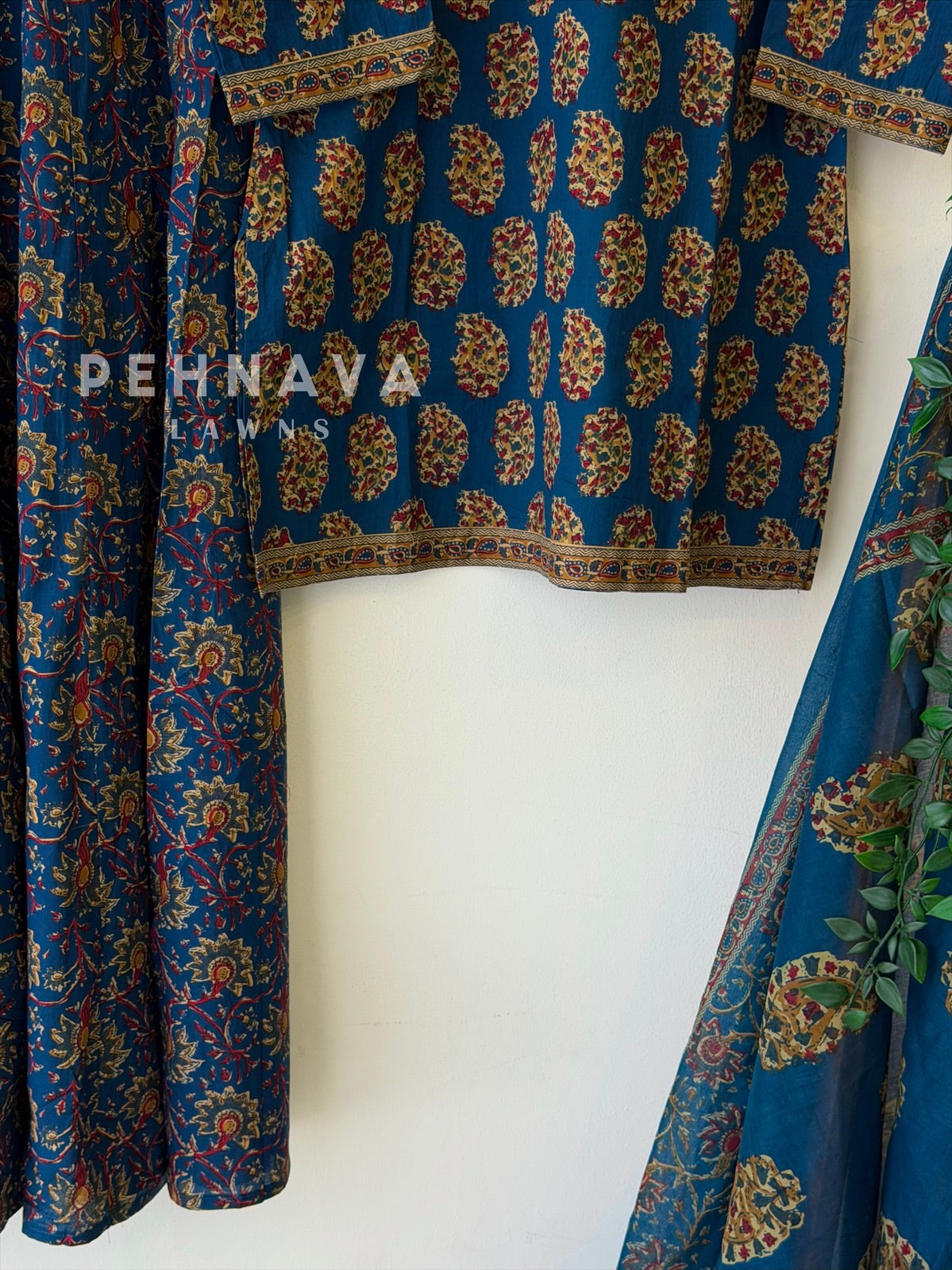 Floral Block Print Three Piece Set 6003
