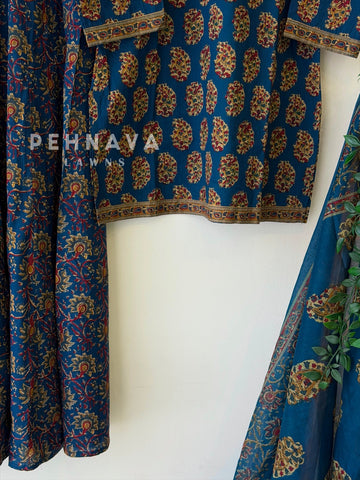 Floral Block Print Three Piece Set 6003
