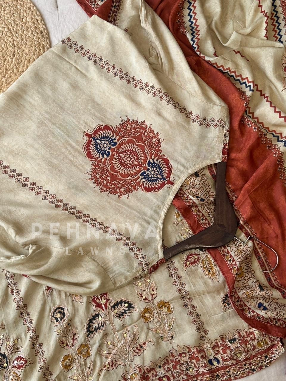 Beige Premium Muslin Suit