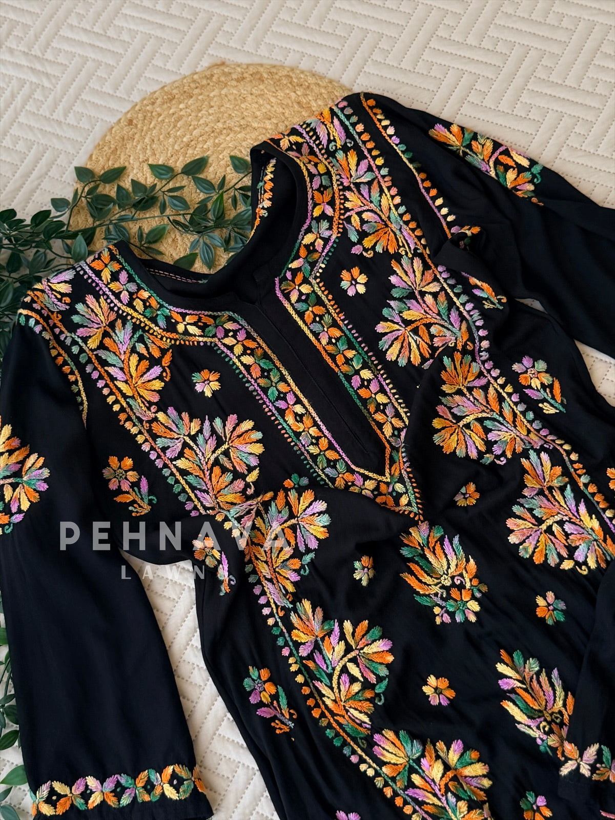 Multi black Chikankari Set