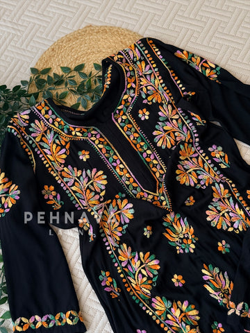 Multi black Chikankari Set