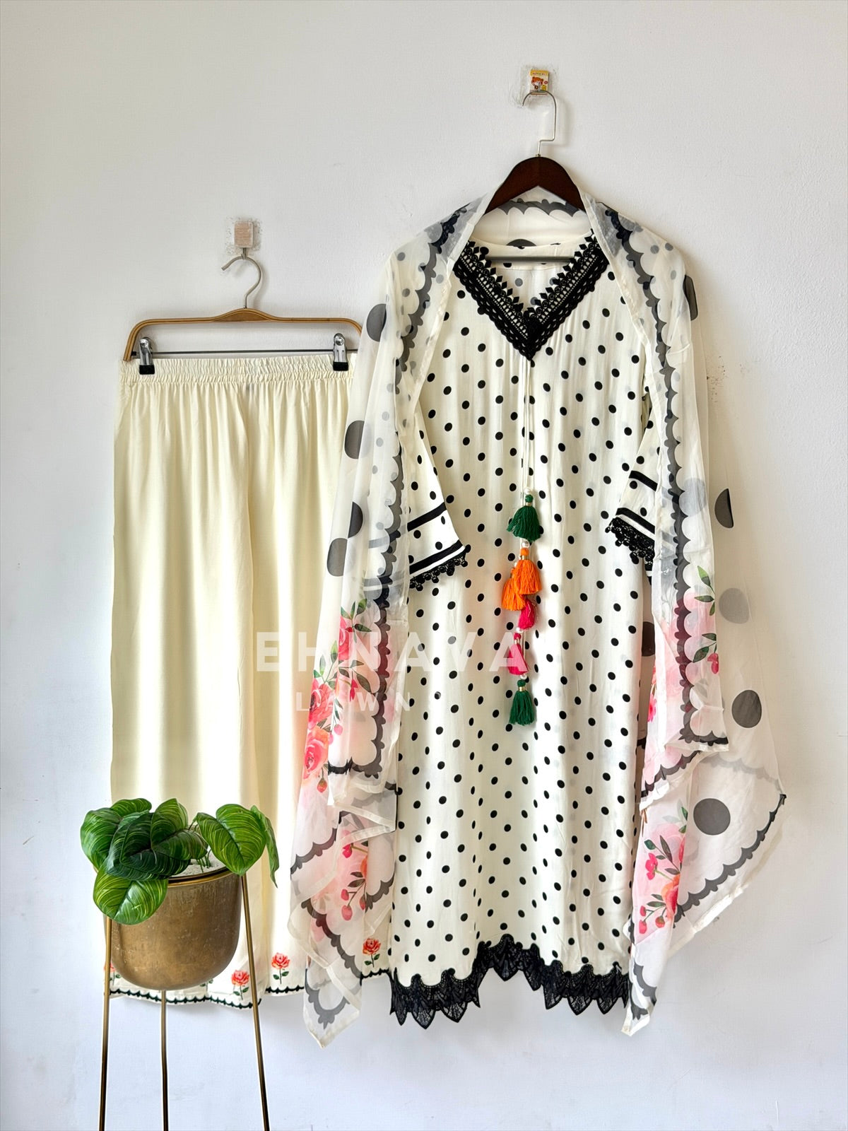 Rayon Polka Dot Printed Suit LRC 324