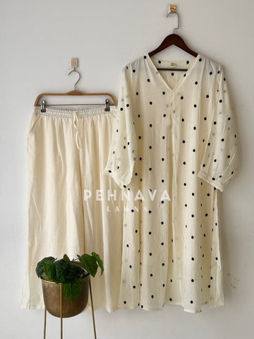 Polka Dot Embroidered Imported Suit-220