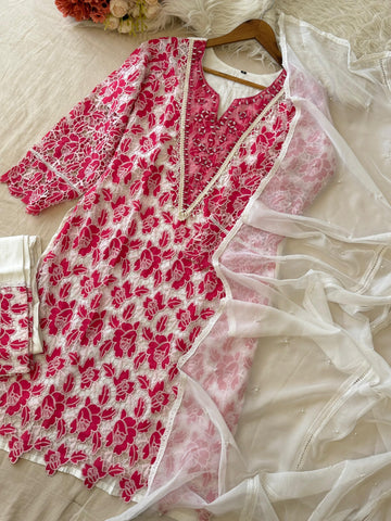 Glamorous Cutwork Suit Ft. Organza Dupata