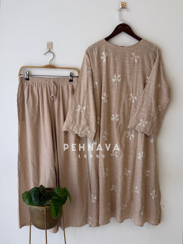 Striped Bow-Embroidered Co-ord Set-6242