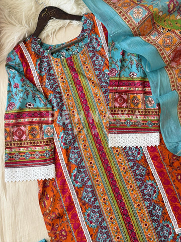 Cotton Printed Suit Set-1301 - Pehnava Lawns