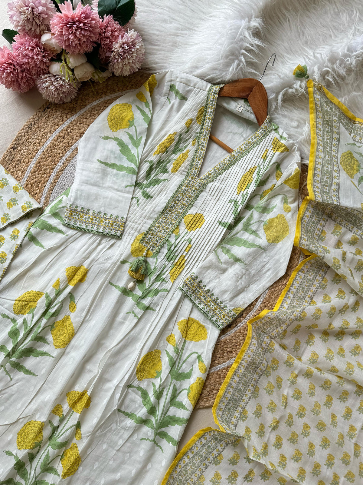 Slitted A-line Pleated Kurti