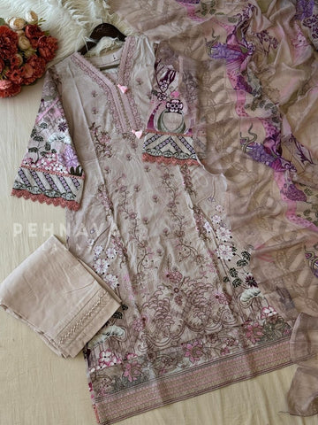 Floral Embroidered Cotton Suit -4108