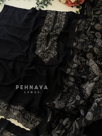 Paisley Embroidered Unstitched Ensemble