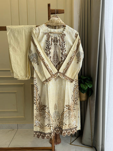 New Stitched Embellished Floral Suit-6