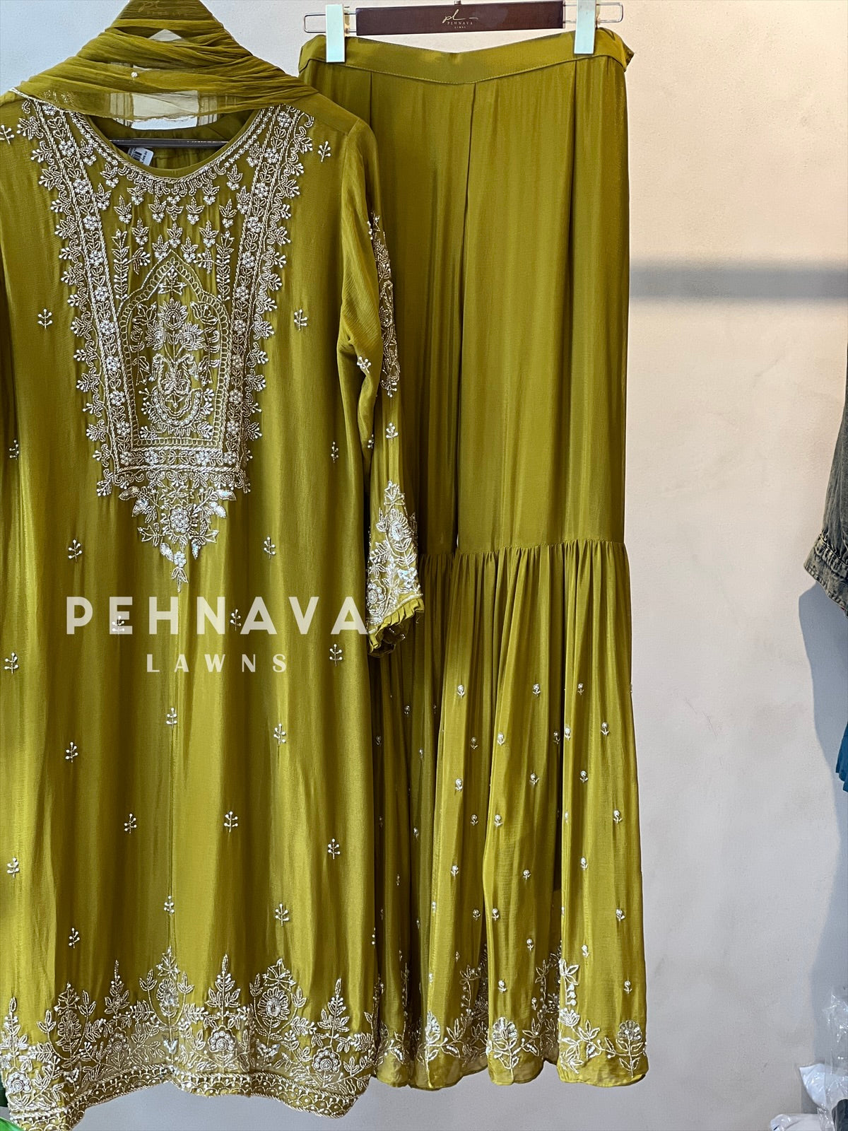 Heavily Handworked Sharara with Pure Chiffon Dupata