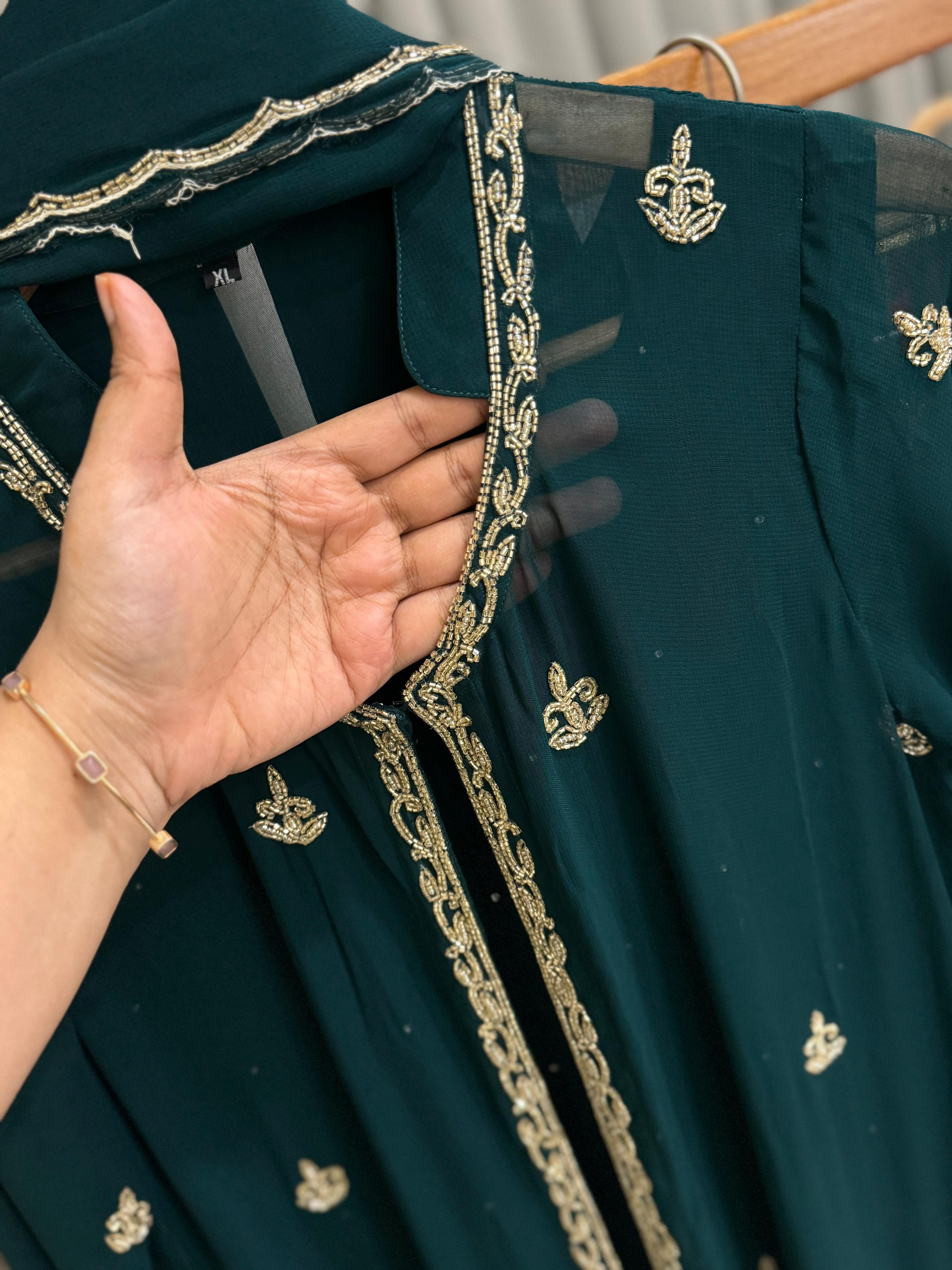Premium Georgette handworked jacket style suit- 6792