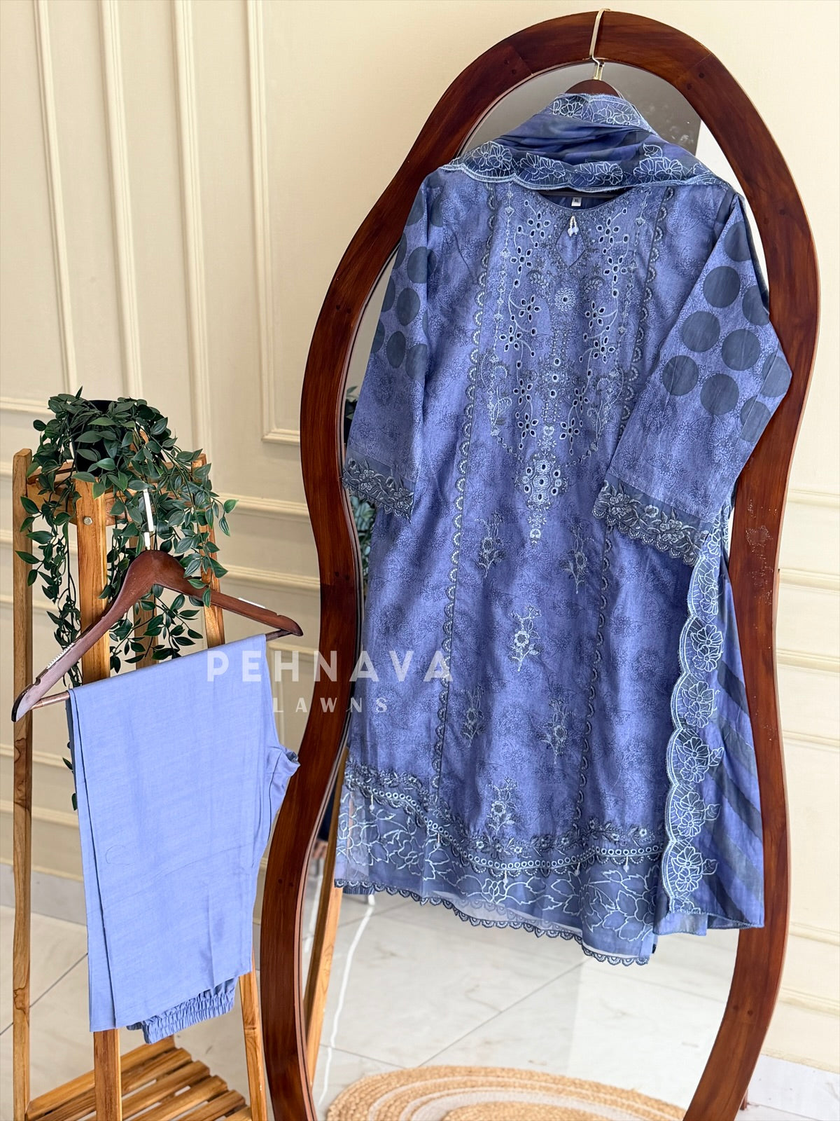Embroidered Printed Suit Set-2001-5
