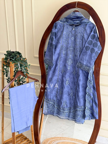 Embroidered Printed Suit Set-2001-5