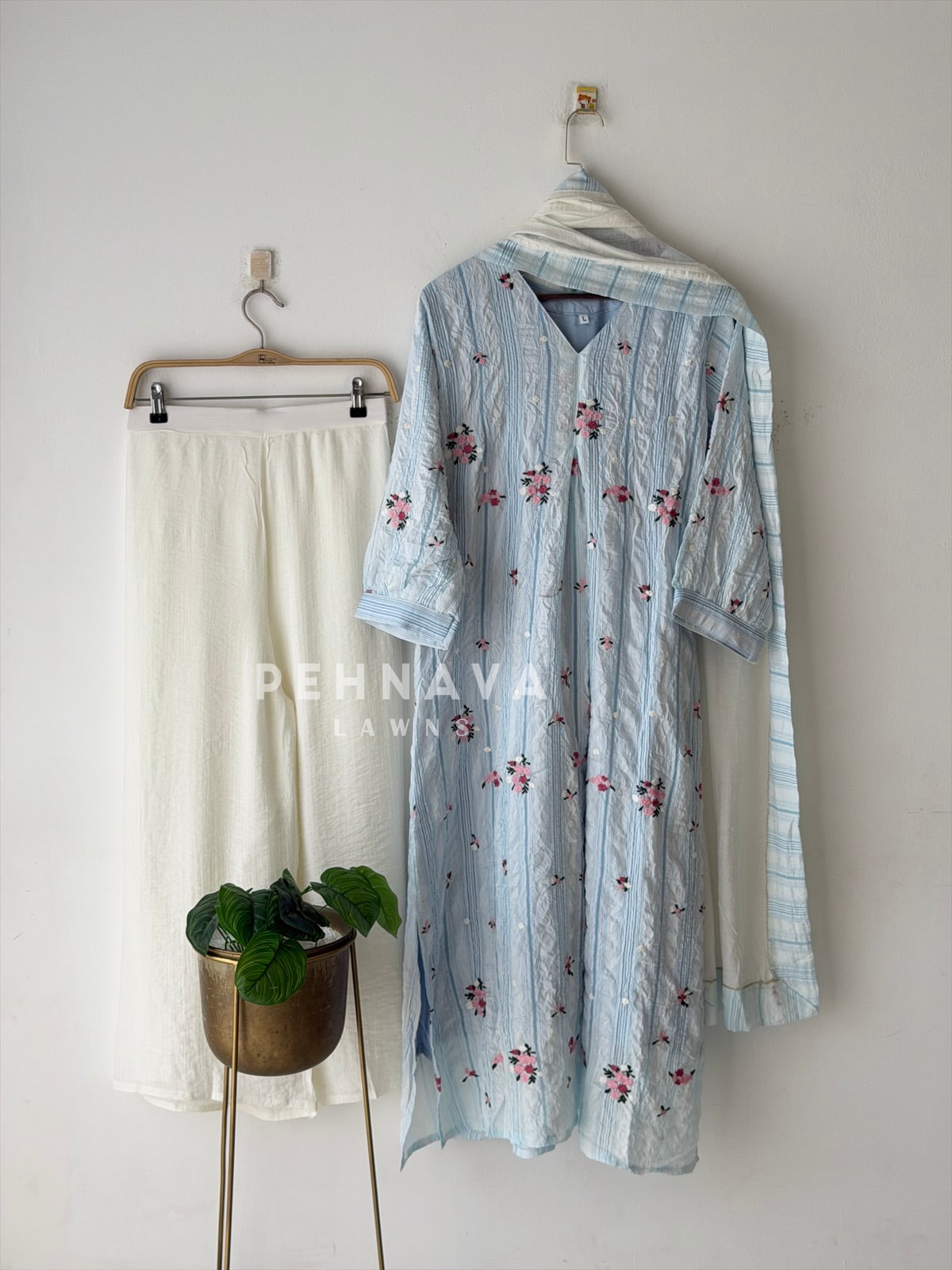 Floral Striped Imported Three Piece Set-298