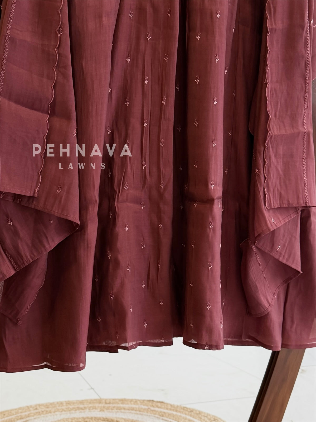 Floral Yoke Pleated Suit Set 19259