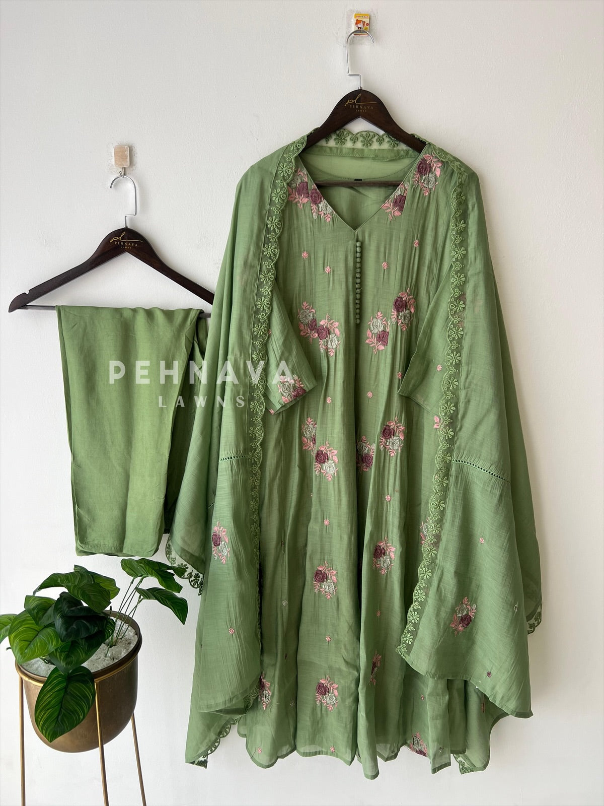 Embroidered Three Piece Suit-15686
