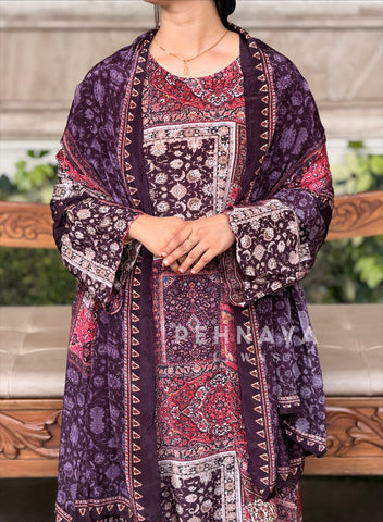 Printed Kaftan Three Piece Suit Set 5067
