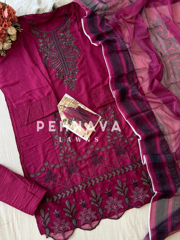 Floral Embroidered Rayon Suit