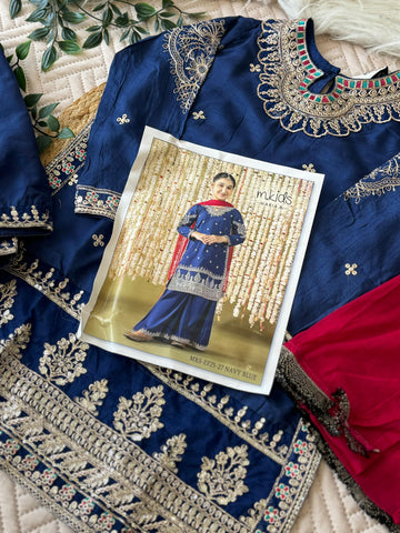 Kids party wear -ready to wear MKS-EF25-27-NAVYBLUE