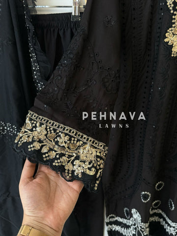 Heavy Embroidered Designer Stylish Tunic-Black