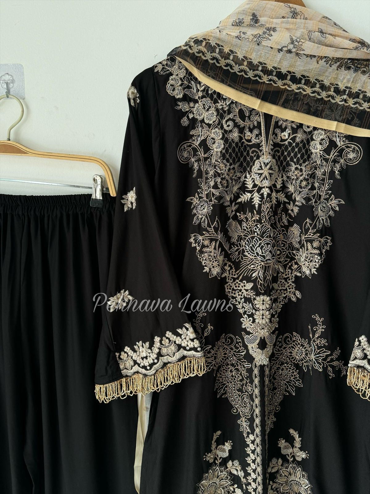 Rayon Embroidered Suit-Black 3639C