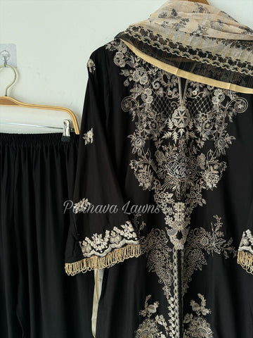 Rayon Embroidered Suit-Black 3639C