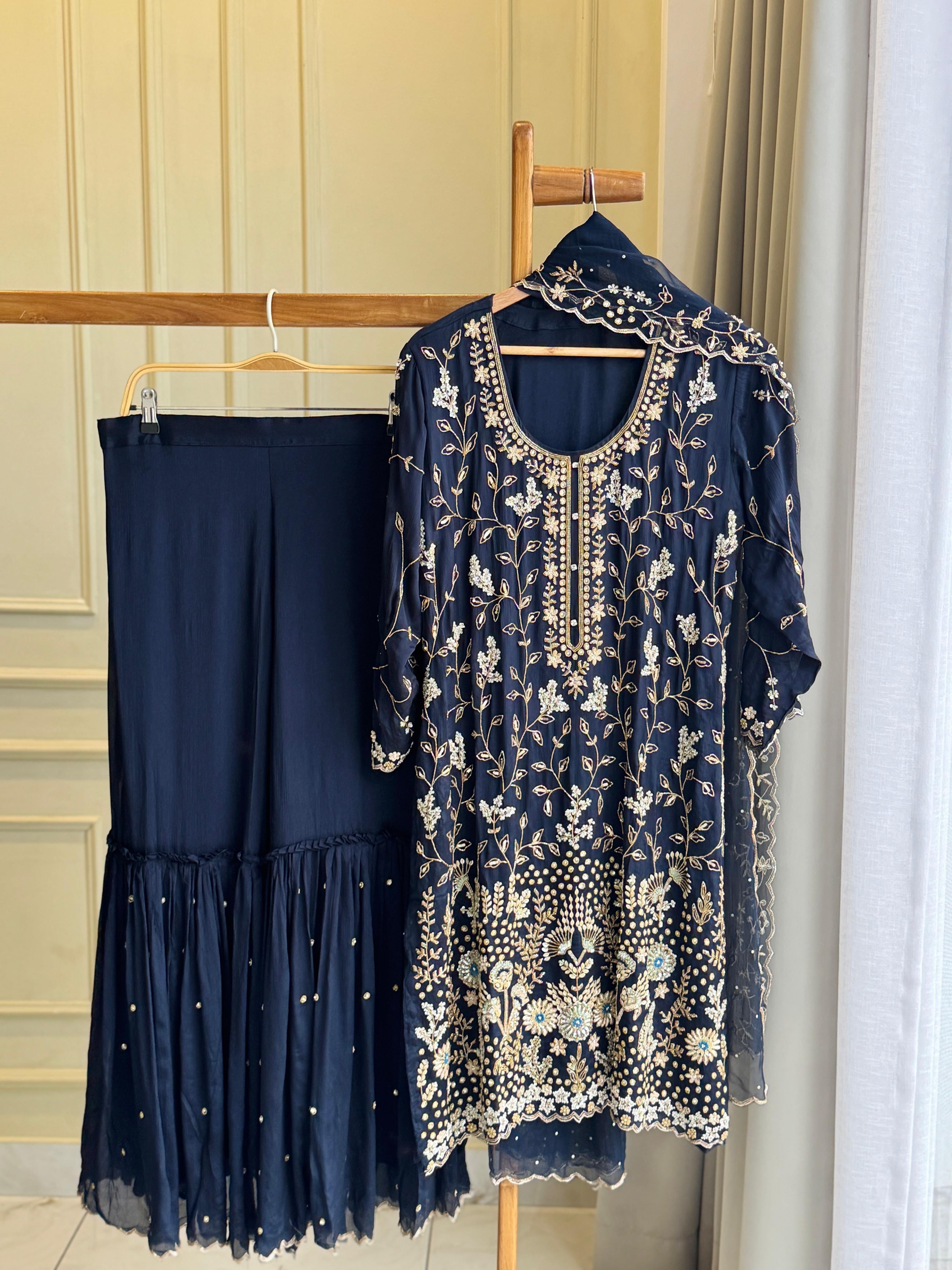 Pure chinnon  hand worked suit-10491