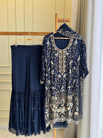 Pure chinnon  hand worked suit-10491