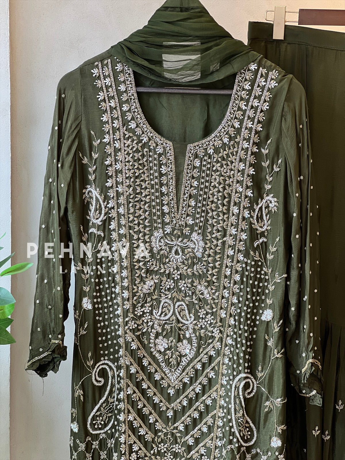Heavily Handworked Sharara with Pure Chiffon Dupata