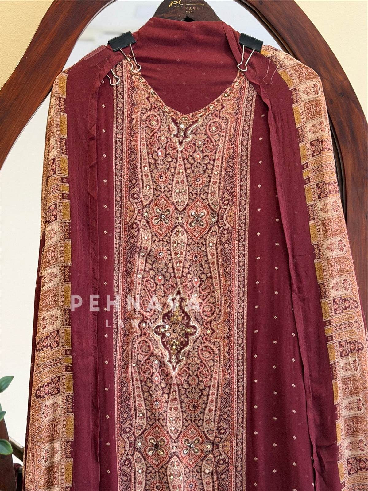 Paisley Printed Chiffon Unstitched Suit No.25