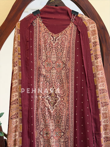 Paisley Printed Chiffon Unstitched Suit No.25