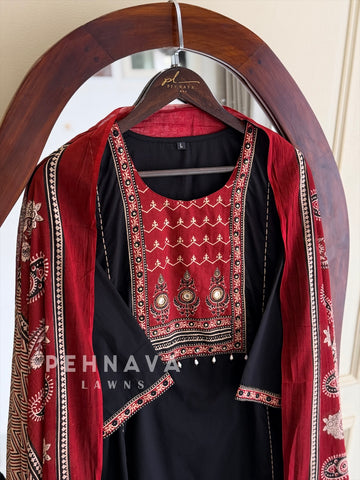 Printed Yoke Cotton Suit