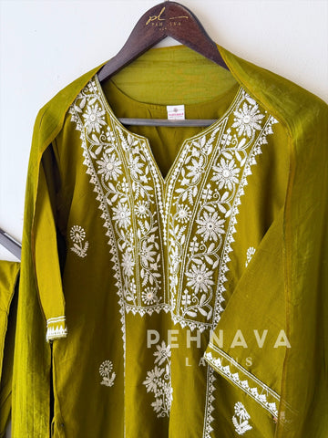 Panel Embroidered Three Piece Set