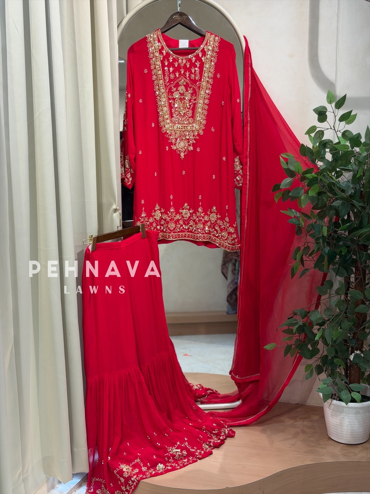 Premium  Handworked Sharara Suit