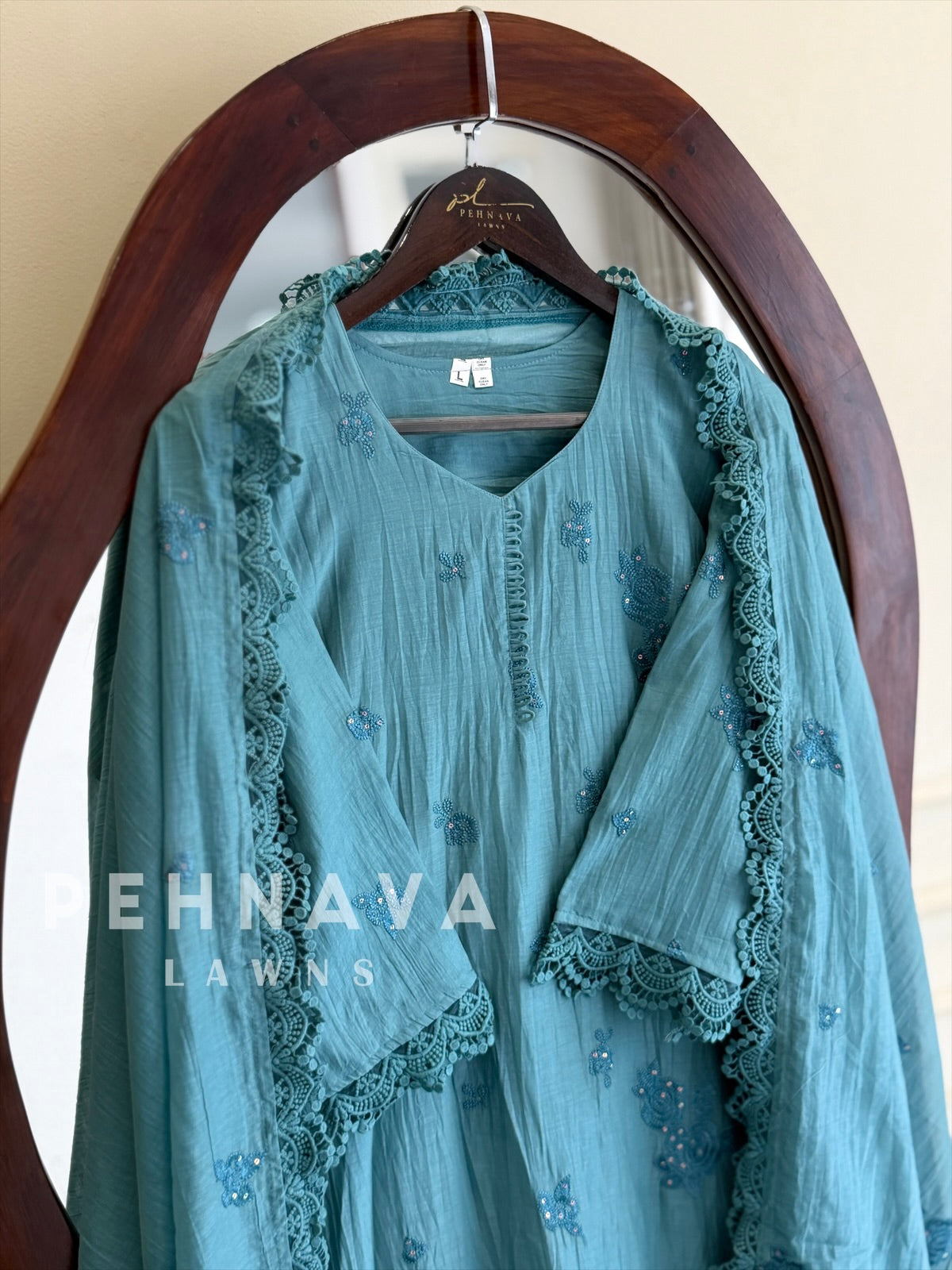Embroidered Lace-Trimmed Suit Set