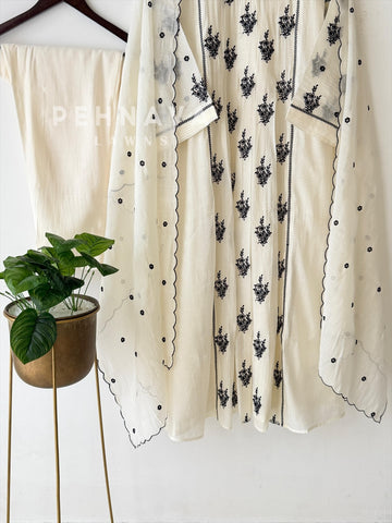 Panel Cut Embroidered Suit