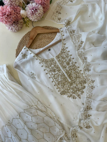 Pure Chinnon  handworked  Salwar