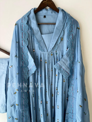 Pleated Yoke Anarkali Suit -12779